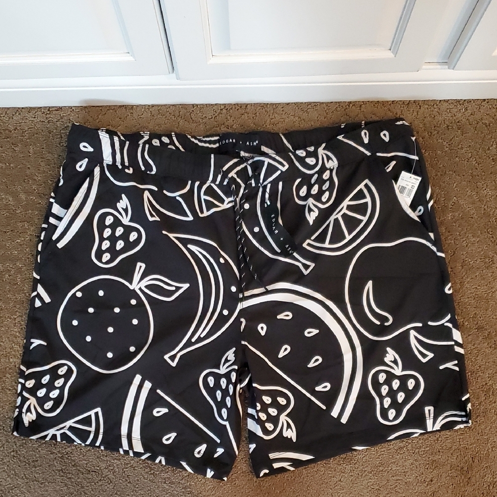 Men's Edgar + Ash Fruit Pattern Hybrid Shorts Swim Trunks Size XXL Apple NWT